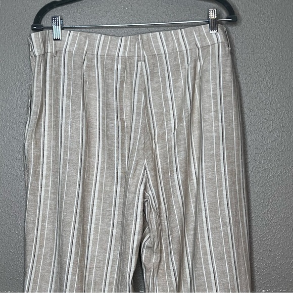 J Jill Womens L Linen Blend Striped Pants Cropped Wide Leg - Picture 11 of 12